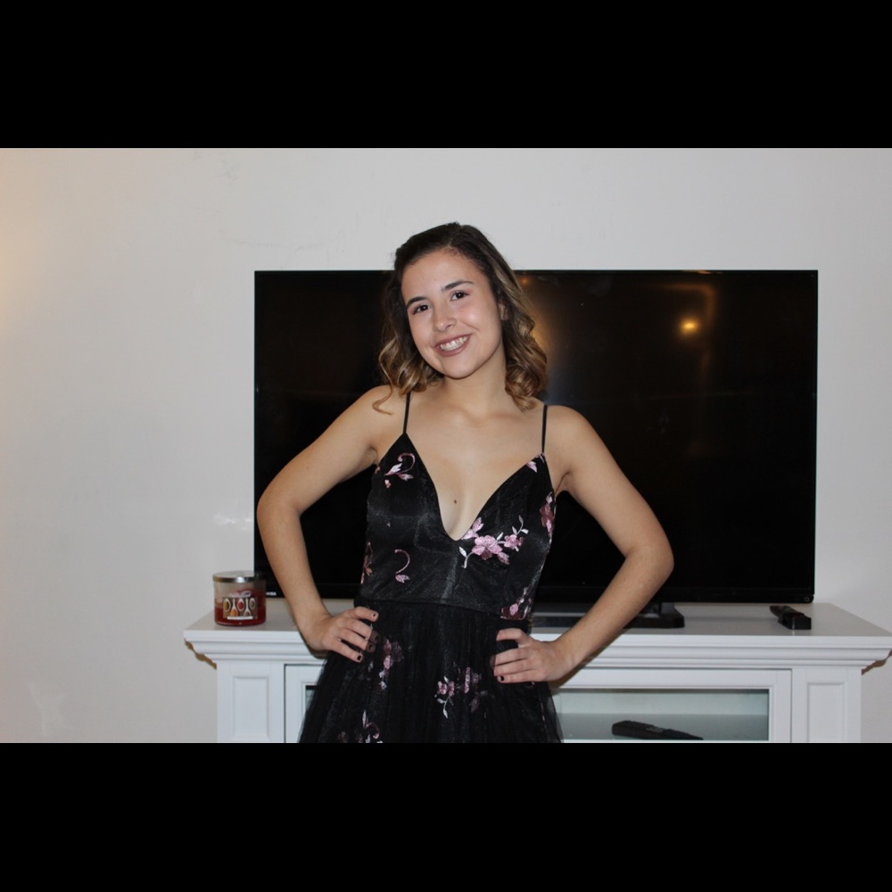 Black dress with flowers